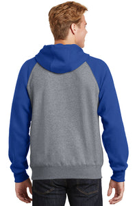 Raglan Colorblock Pullover Hooded Sweatshirt / True Royal and Vintage Heather / Tidewater Drillers - Fidgety