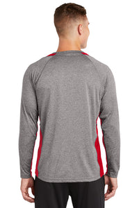 Colorblock Long Sleeve Performance Tee / Vintage Heather & Red / Cape Henry Soccer