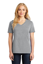 Ladies Core Cotton V-Neck Tee / Athletic Heather / Independence Middle Cheer