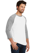 Triblend 3/4-Sleeve Raglan T-shirt / White & Gray Frost / Tridents - Fidgety
