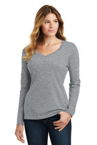 Ladies Long Sleeve softstyle V-Neck Tee / Gray / Saints-[product_collection]