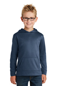 YOUTH Performance Fleece Pullover Hooded Sweatshirt / Navy / Tridents - Fidgety