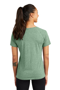 Ladies Tri-Blend Wicking Raglan Tee / Forest Green Heather / Cox High School Track and Field