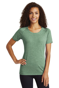 Tri-Blend Wicking Scoop Neck Raglan Tee / Forest Green Heather / Cox High School Swim & Dive Team