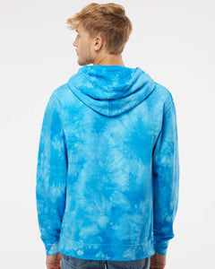 Unisex Midweight Tie-Dyed Hooded Sweatshirt / Tie Dye Aqua Blue / Drillers Baseball