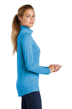 Ladies PosiCharge Tri-Blend Wicking 1/4-Zip Pullover / Pond Blue Heather / Plaza Middle School Staff