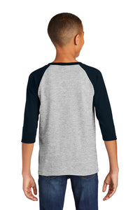 Youth Heavy Cotton 3/4-Sleeve Raglan T-Shirt / Sport  Heather / Windsor Woods Elementary