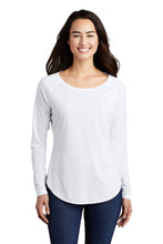 Long Sleeve Tri-Blend Wicking Scoop Neck Raglan Tee / White / Princess Anne HS Crew