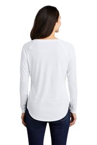 Tri-Blend Wicking Scoop Neck Raglan Tee / White / Independence Middle Cheer