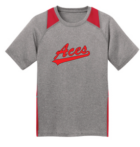 Youth Heather Colorblock Contender Tee / Vintage Heather & True Red / Aces - Fidgety