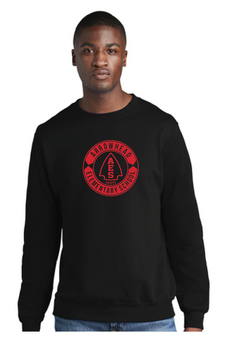 Fleece Crewneck Sweatshirt (Youth & Adult) / Black / Arrowhead Elementary