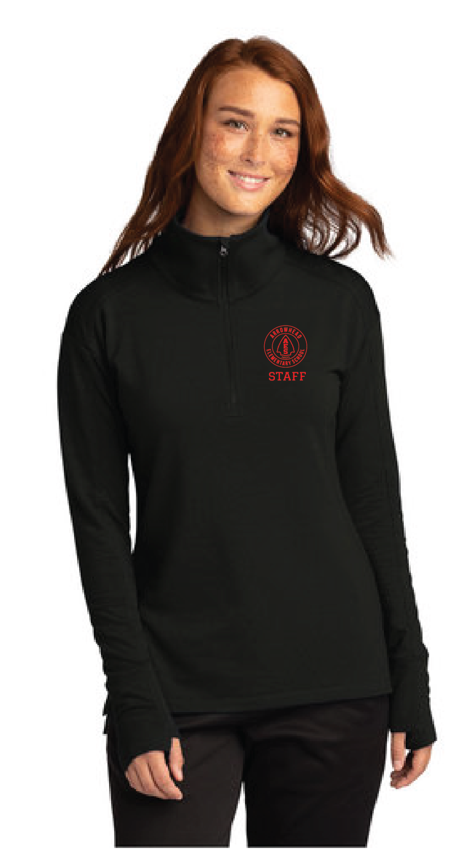 Ladies Sport-Wick Flex Fleece 1/4-Zip / Black / Arrowhead Elementary Staff