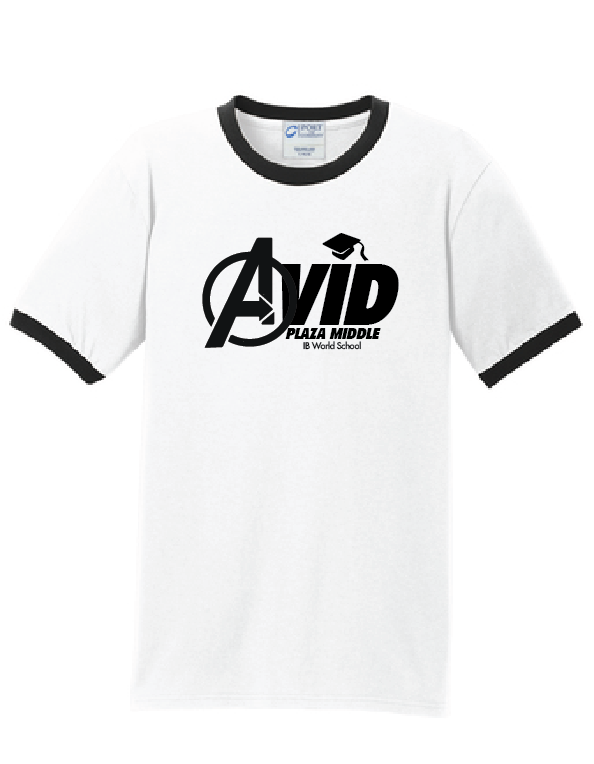 Core Cotton Ringer T-Shirt / White & Black / Plaza AVID