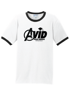 Core Cotton Ringer T-Shirt / White & Black / Plaza AVID - Fidgety