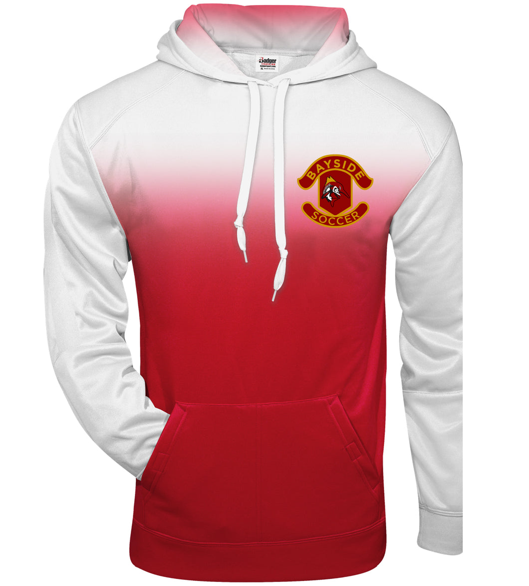 Ombre Hooded Sweatshirt / White & Red / Bayside High School Soccer