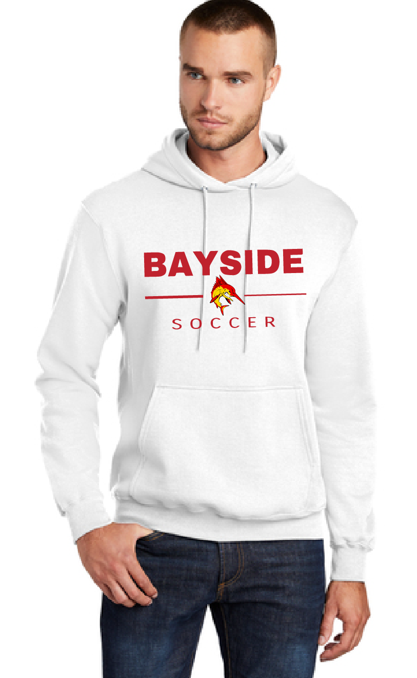 Fleece Hooded Sweatshirt / White / Bayside High School Soccer