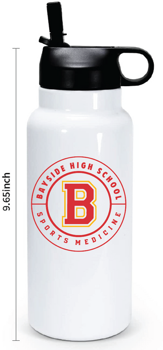 32 oz Double Wall Stainless Steel Water Bottle  / White / Bayside High School Sports Medicine