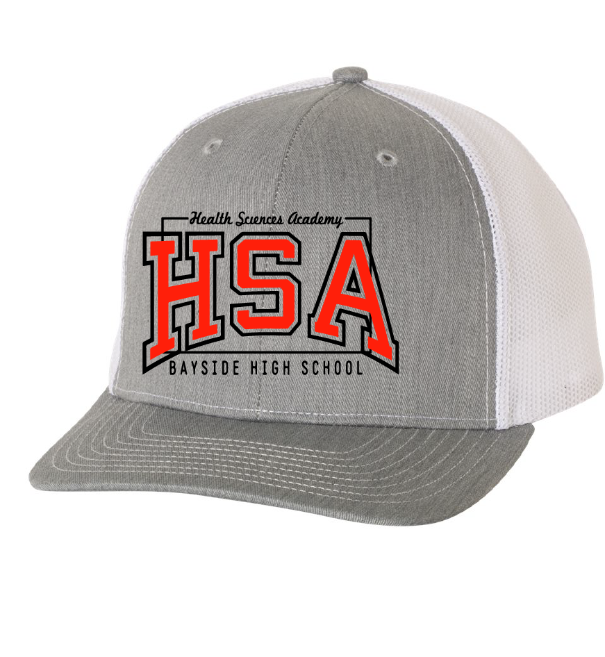 Snapback Trucker Cap / Grey White / Bayside Health Sciences Academy