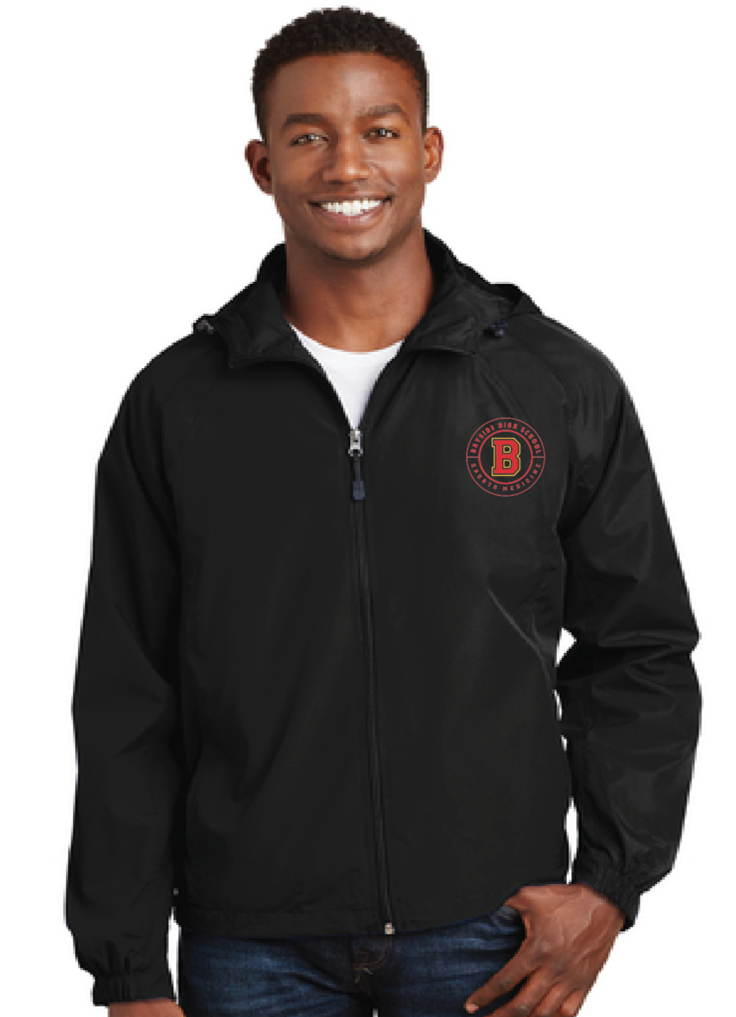 Hooded Raglan Jacket / Black / Bayside High School Sports Medicine