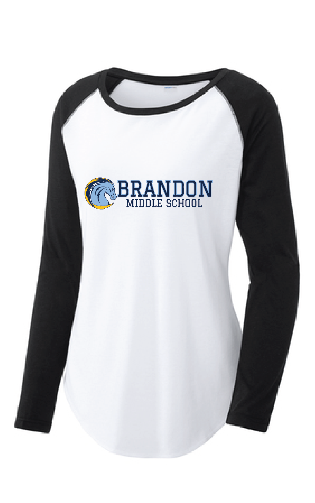 Women’s Perfect Tri 3/4-Sleeve Raglan / White Black / Brandon Middle School Staff