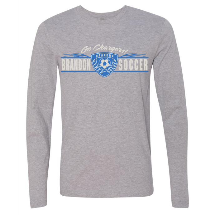 Long Sleeve Softstyle T-Shirt (Youth & Adult) / Athletic Gray / Brandon Girls Soccer - Fidgety