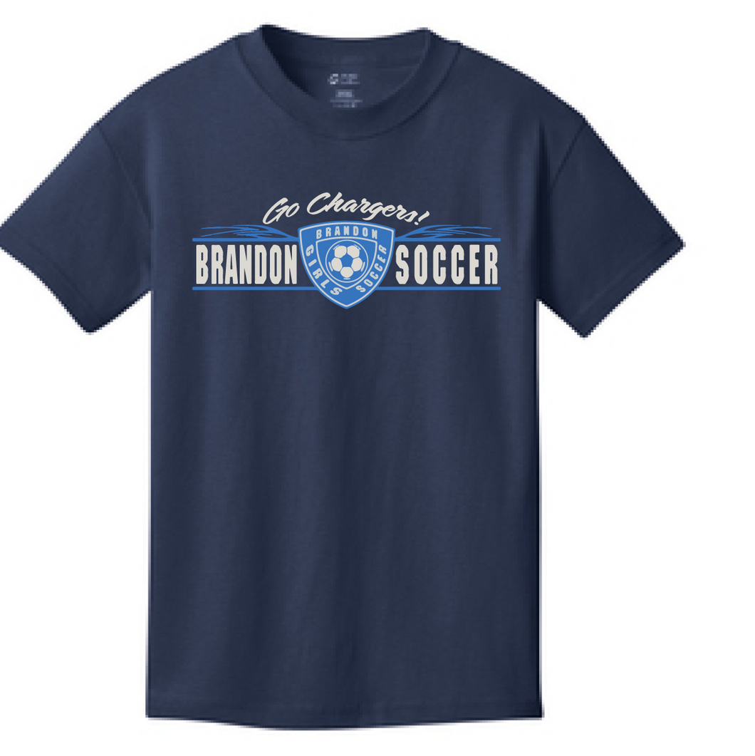 Softstyle Short Sleeve T-Shirt / Navy  / Brandon Girls Soccer - Fidgety