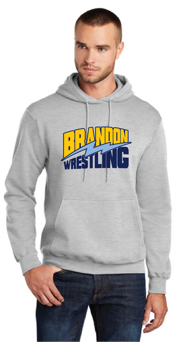 Fleece Pullover Hooded Sweatshirt / Ash  / Brandon Middle School Wrestling