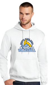 Fleece Pullover Hooded Sweatshirt / White  / Brandon Middle School Volleyball