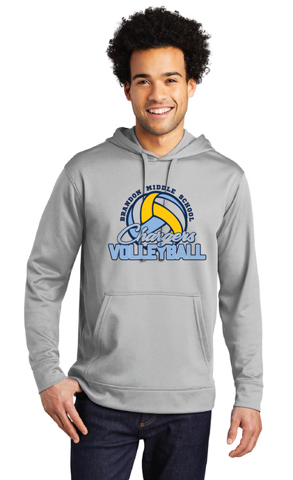 Performance Fleece Pullover Hooded Sweatshirt / Silver  / Brandon Middle School Volleyball