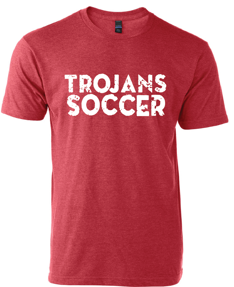 Trojans Soccer Crew Neck Soft Style T-Shirt / Heather Red / Center Grove Soccer