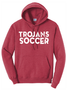 Trojans Soccer Fleece Hooded Sweatshirt / Heather Red / Center Grove Soccer