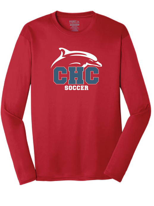 Long Sleeve Performance T-Shirt / Red / Cape Henry Soccer