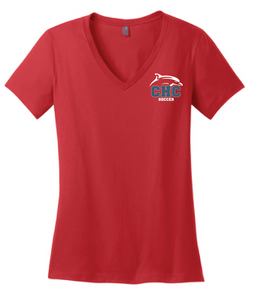 Women’s Relaxed Jersey V-Neck Tee / Red / Cape Henry Soccer