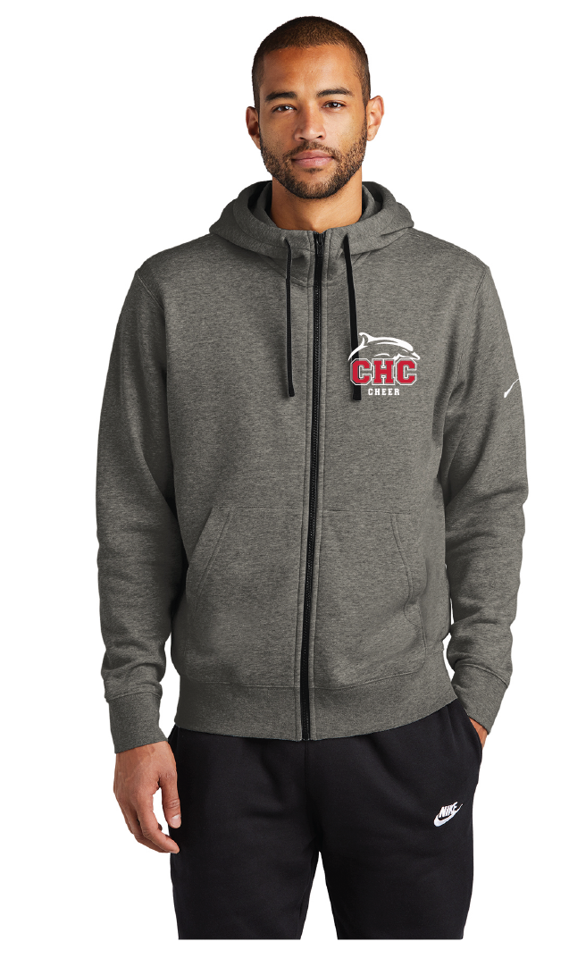 Fleece Sleeve Swoosh Full-Zip Hoodie / Charcoal Heather / Cape Henry Collegiate Cheer