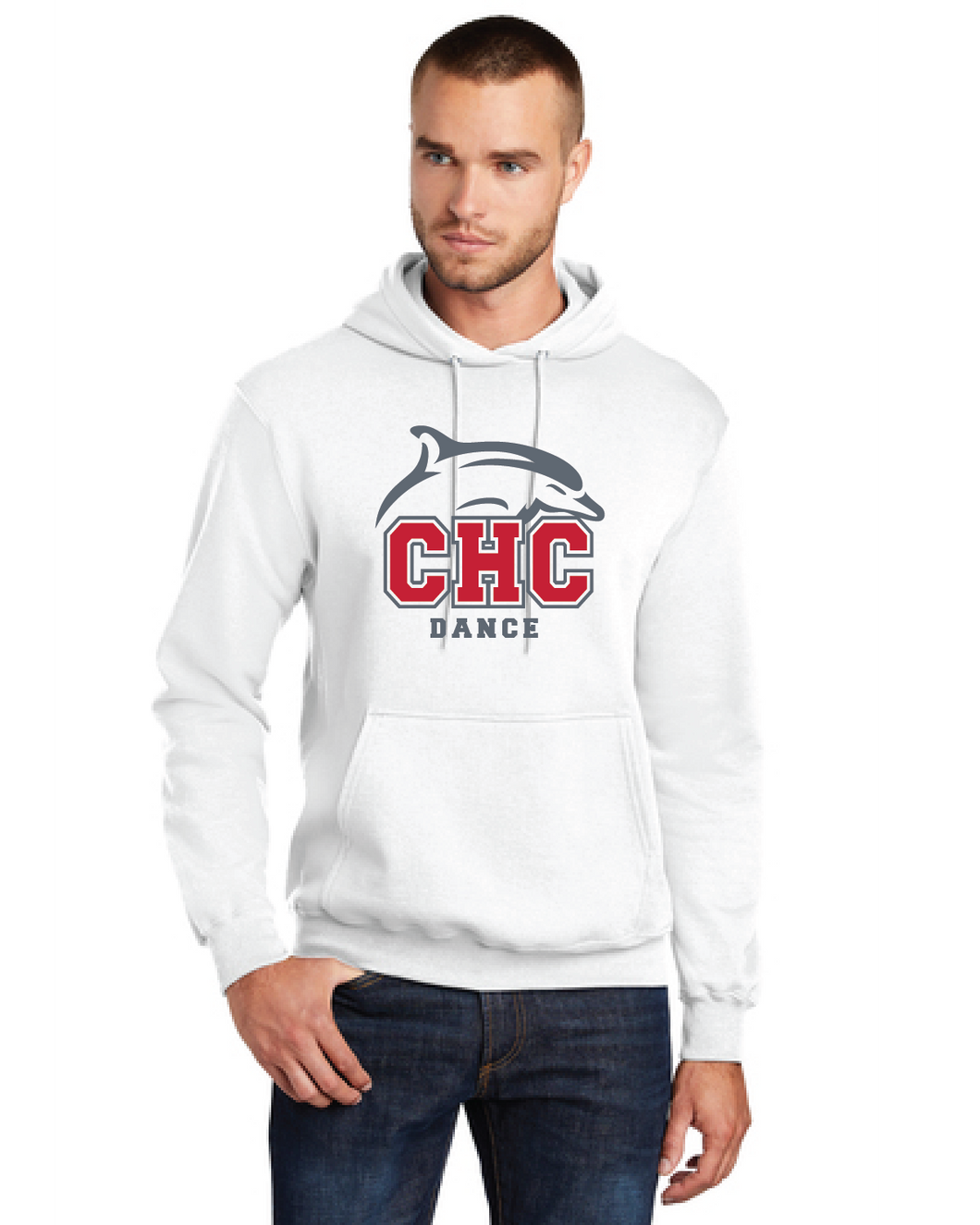 Fleece Pullover Hooded Sweatshirt / White / Cape Henry Collegiate Dance