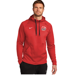 Nike Therma-FIT Pullover Fleece Hoodie / Red / Cape Henry Swimming