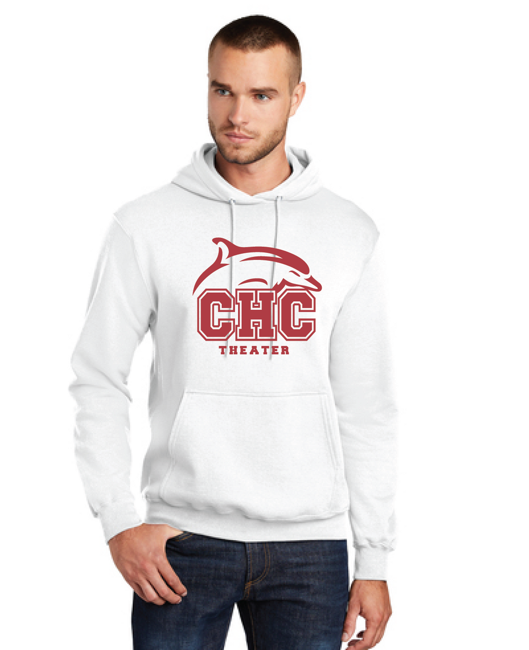 Core Fleece Pullover Hooded Sweatshirt / White / Cape Henry Collegiate Theater