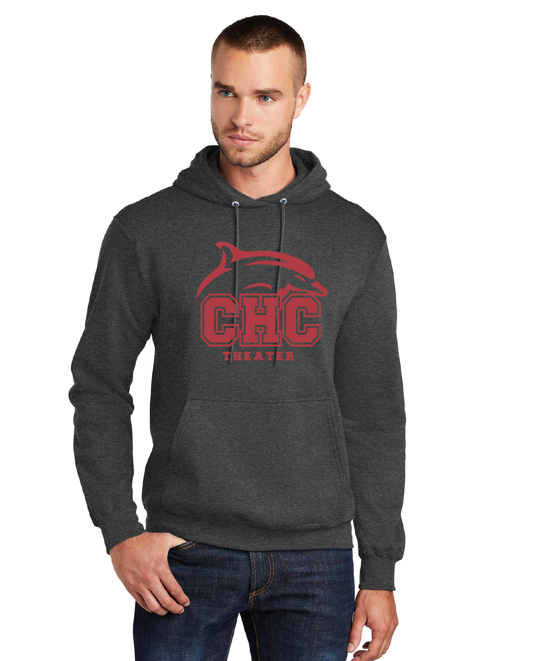 Fleece Pullover Hooded Sweatshirt / Dark Heather Grey / Cape Henry Collegiate Theater