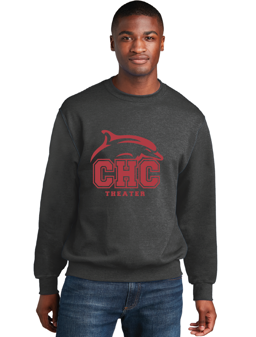 Fleece Crewneck Sweatshirt / Dark Heather Grey / Cape Henry Collegiate Theater