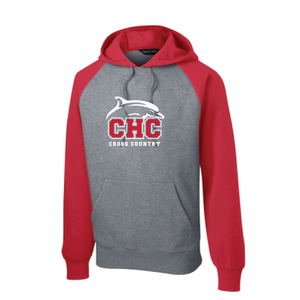 Raglan Colorblock Pullover Hooded Sweatshirt / Red  / Cape Henry Cross Country