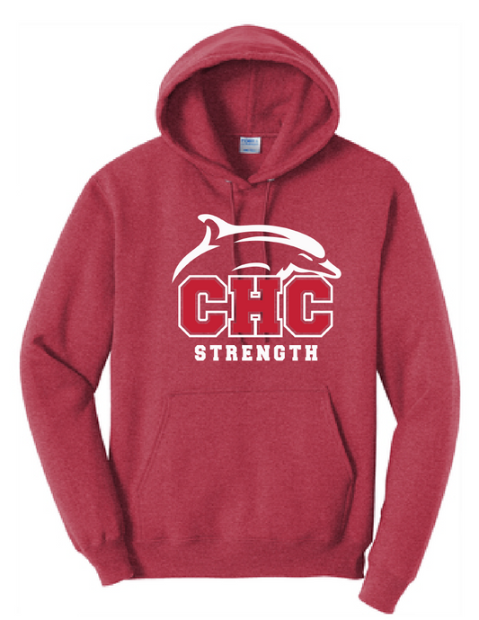 Fleece Pullover Hooded Sweatshirt / Heather Red / Cape Henry Strength & Conditioning