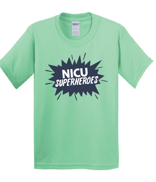 NICU Superhero Cotton T-Shirt / Lime Green / CHKD NICU - Fidgety