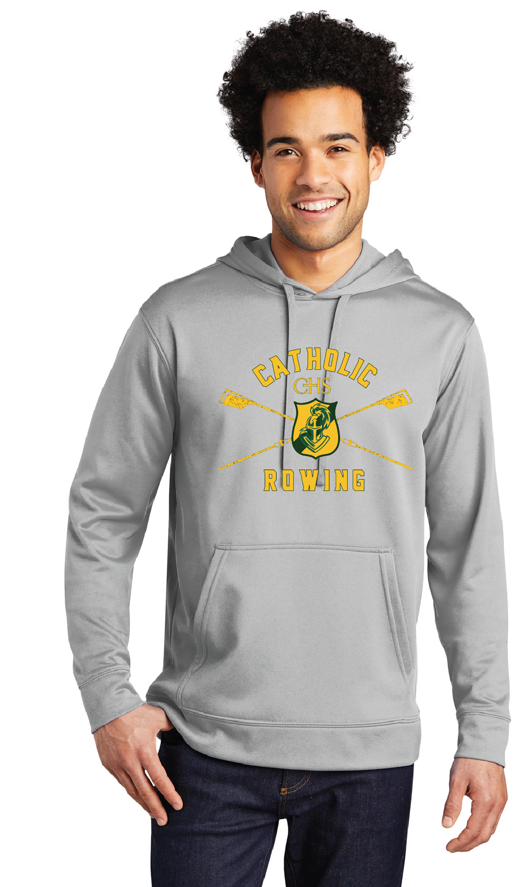 Performance Fleece Pullover Hooded Sweatshirt / Silver / Catholic High School Rowing Team