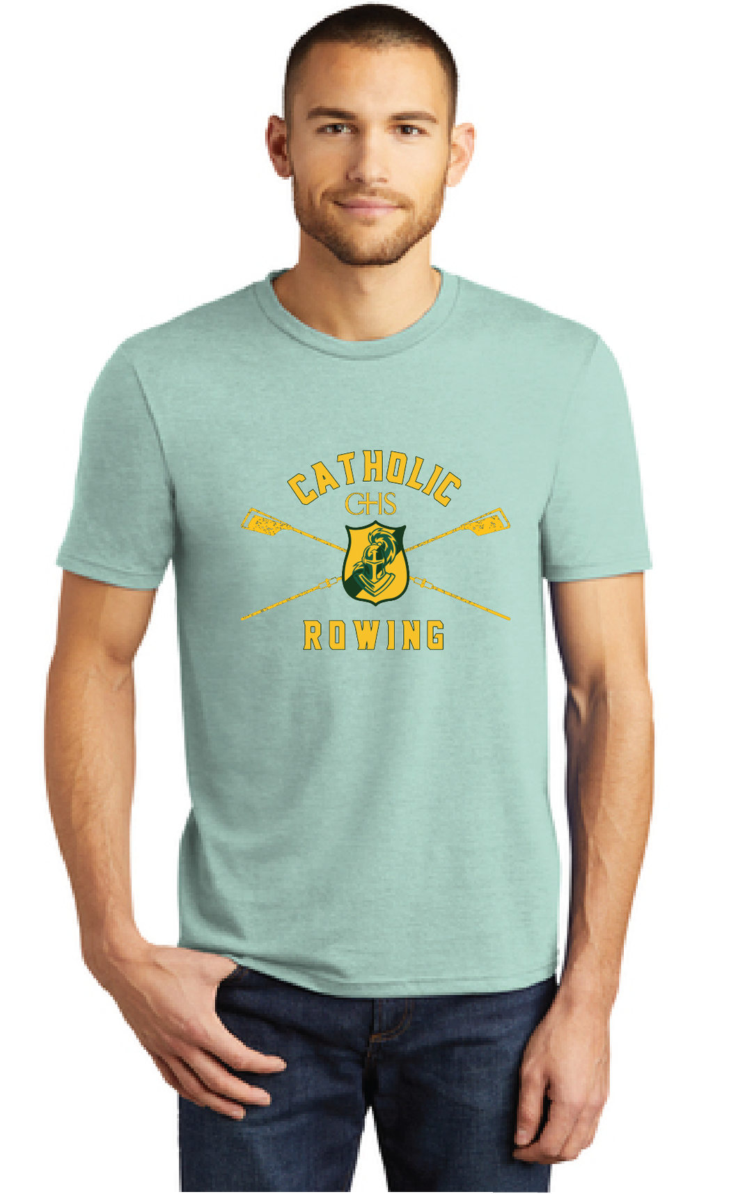 Perfect Tri Tee / Heathered Dusty Sage / Catholic High School Rowing Team