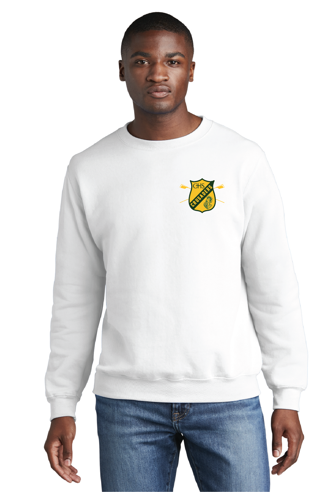 Core Fleece Crewneck Sweatshirt / White / Catholic High School Rowing Team