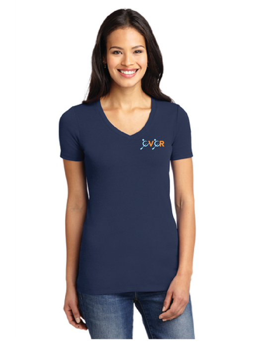 Ladies' Concept Stretch V-Neck Tee / Navy / Coastal Virginia Rowing