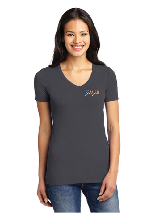 Ladies' Concept Stretch V-Neck Tee / Smoke Grey / Coastal Virginia Rowing