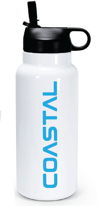 32oz Stainless Steel Water Bottle / White / Coastal Virginia Volleyball Club