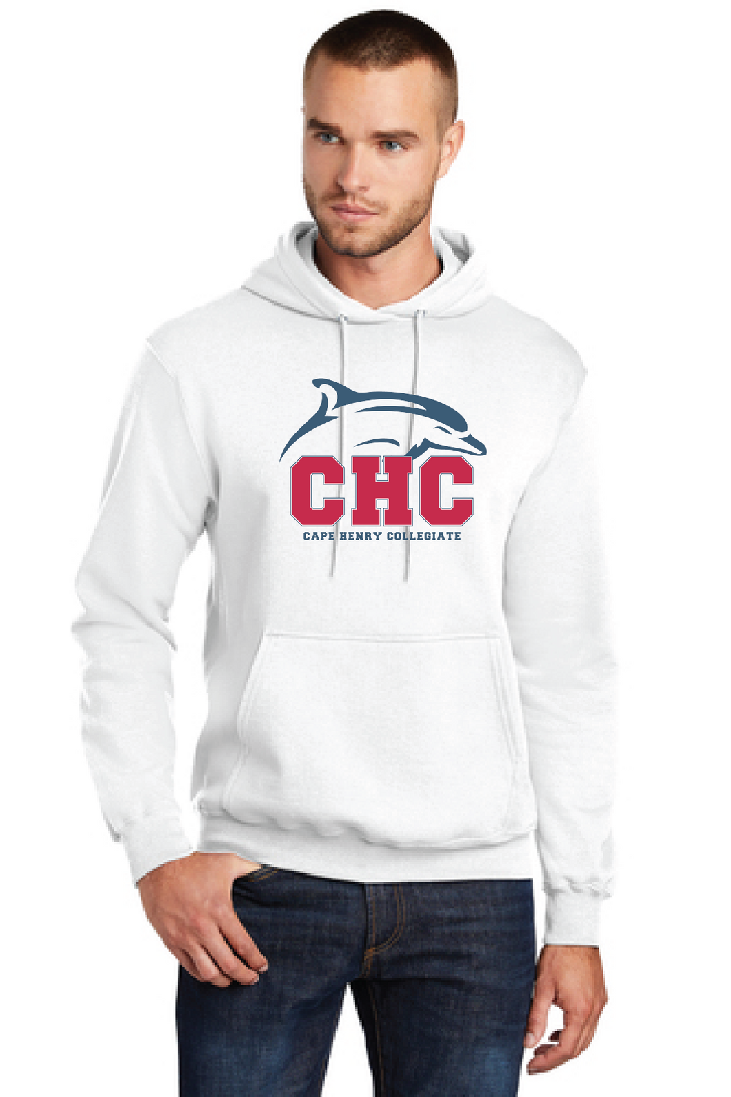 Core Fleece Pullover Hooded Sweatshirt (Youth & Adult) / White / Cape Henry Collegiate