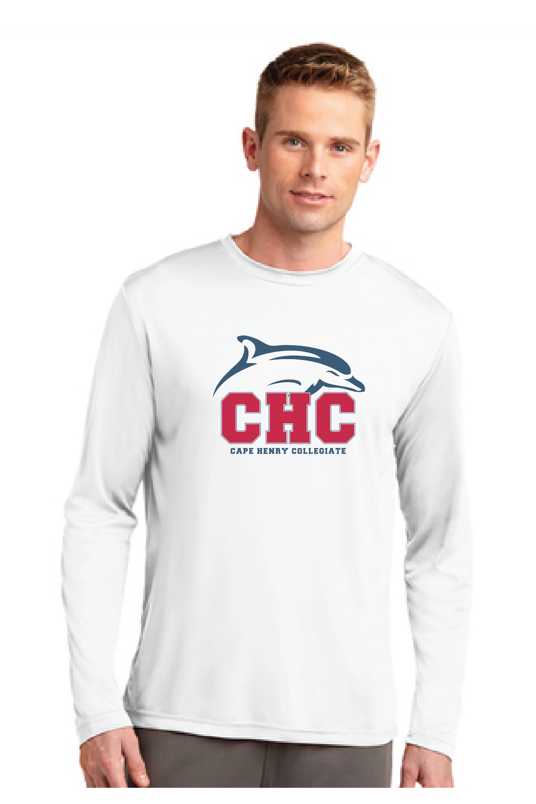 Long Sleeve Performance Tee (Youth & Adult) / White / Cape Henry Collegiate